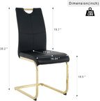 Goujxcy Dining Chairs Set of 4, Modern High Back Kitchen Chairs with Metal Legs and Faux Leather Padded Seat Upholstered Dining Chairs for Dining & Kitchen,Living Room (Black&Gold, Set of 4)
