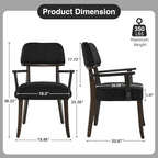 Velvet Dining Chairs with Arms Set of 2, Upholstered Dining Room Chairs with Hardwood Legs & Open Curved Backrest,Modern Accent Kitchen Chairs 350 LBS Capacity, Black