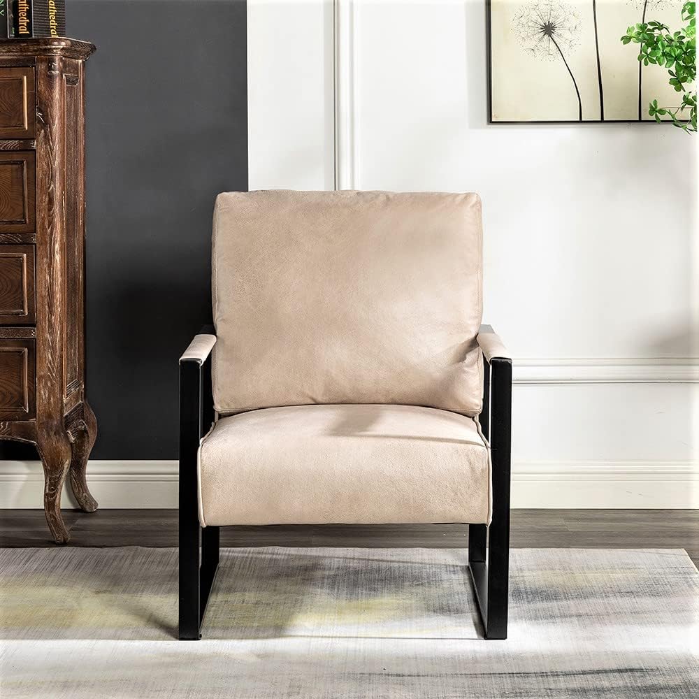 Direct Classic Mid Century Modern Accent Chair with Durable Square Metal Fram...