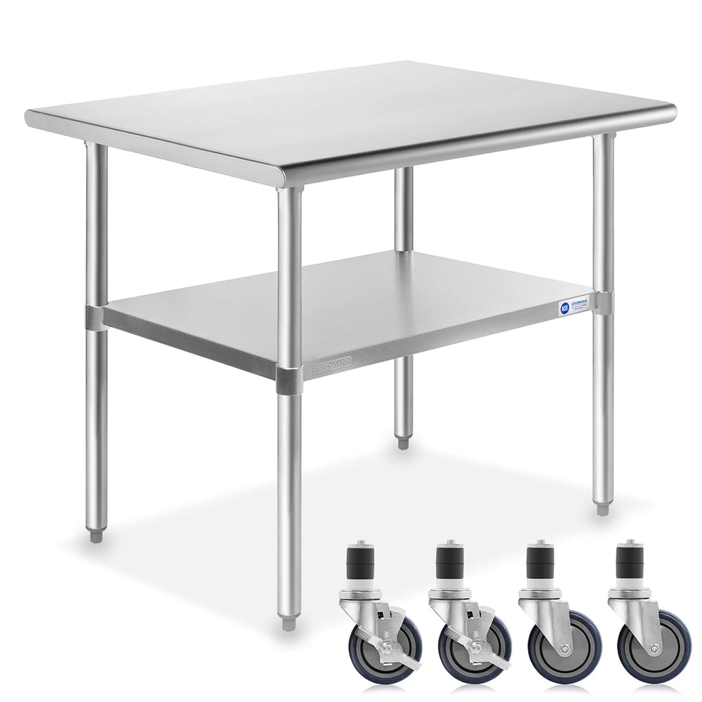 GRIDMANN NSF Stainless Steel Work & Prep Table 36 x 24 Inches with Caster...
