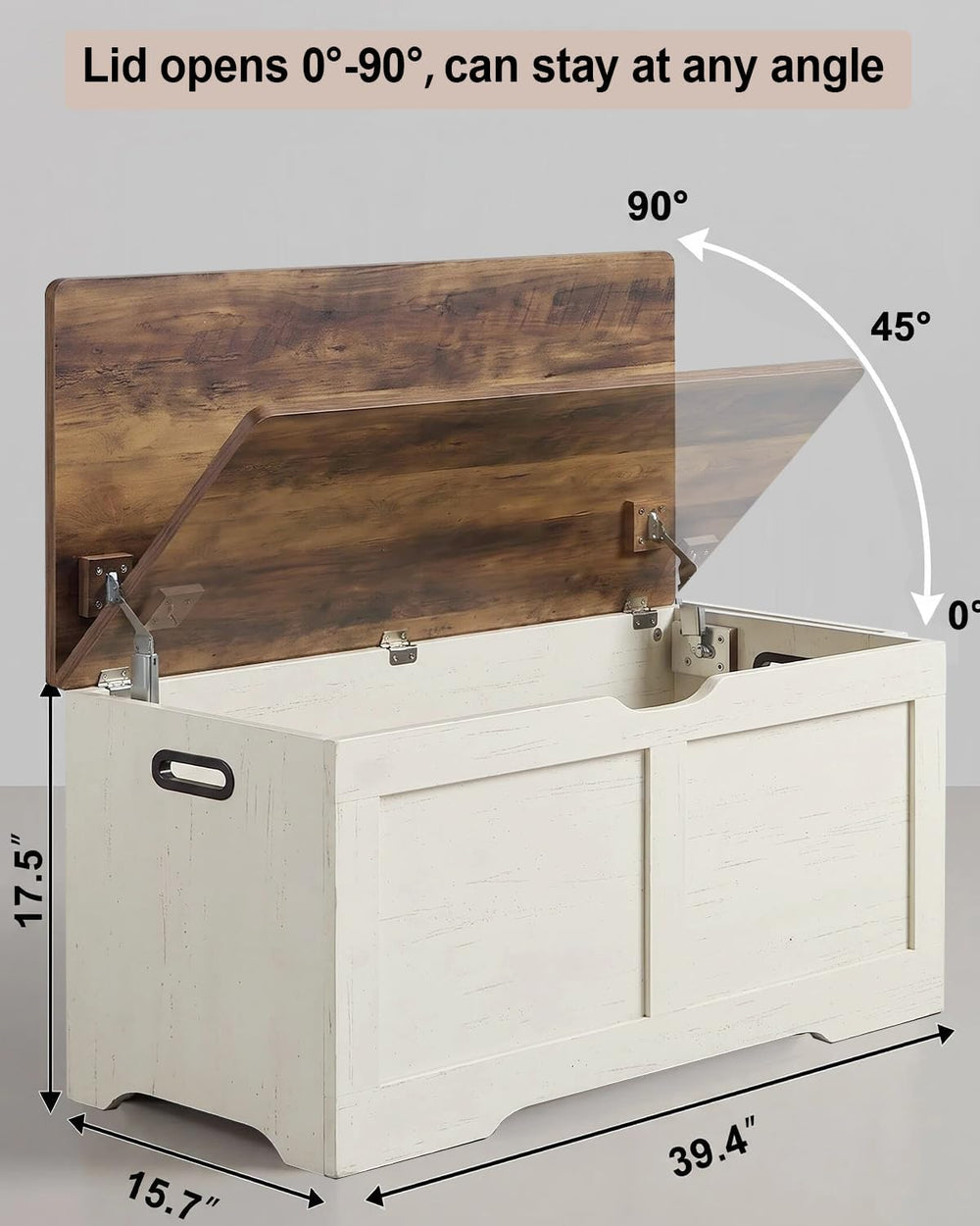Timberer 39.4" Storage Chest, Storage Trunk with 2 Safety Hinges, Wooden...