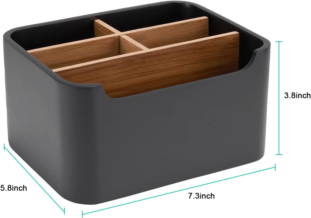 Stylish Desk Organizers and Remote Control Holders in Black, Pen Phone Holder Organizer, Multi-Purpose Caddy Storage Accessories for Office Desktop Coffee Table Bedside Nightstand