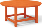 Costaelm Patio Conversation Table, Tatio Accent HDPE Outdoor Weather Resistant, Round Outdoor Porch Balcony Patio Drink Table for Outside, Pool, Backyard, Orange