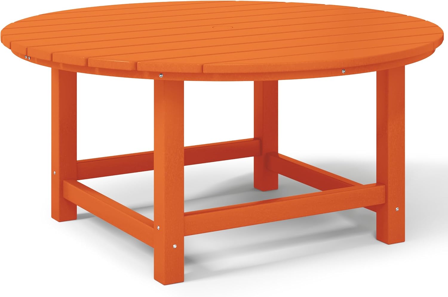 Costaelm Patio Conversation Table, Tatio Accent HDPE Outdoor Weather Resistant, Round Outdoor Porch Balcony Patio Drink Table for Outside, Pool, Backyard, Orange