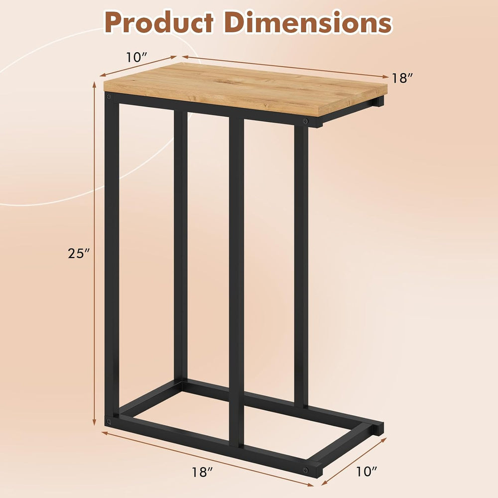 Giantex C-Shaped End Table, Set of 2 Small Sofa Couch Side Table that Slide U...