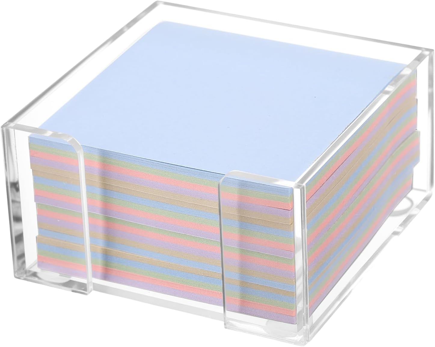 Acrylic Sticky Note Holder, 3x3 Crystal Clear Notepad Holder with Anti-Slip Base Sticky Note Dispenser for Office Desk, Home Organizer