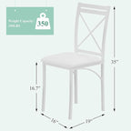 VECELO Metal Dining Chairs Set of 4, Steel Legs and PU Leather Cushion Seats for Kitchen, Living Room, White