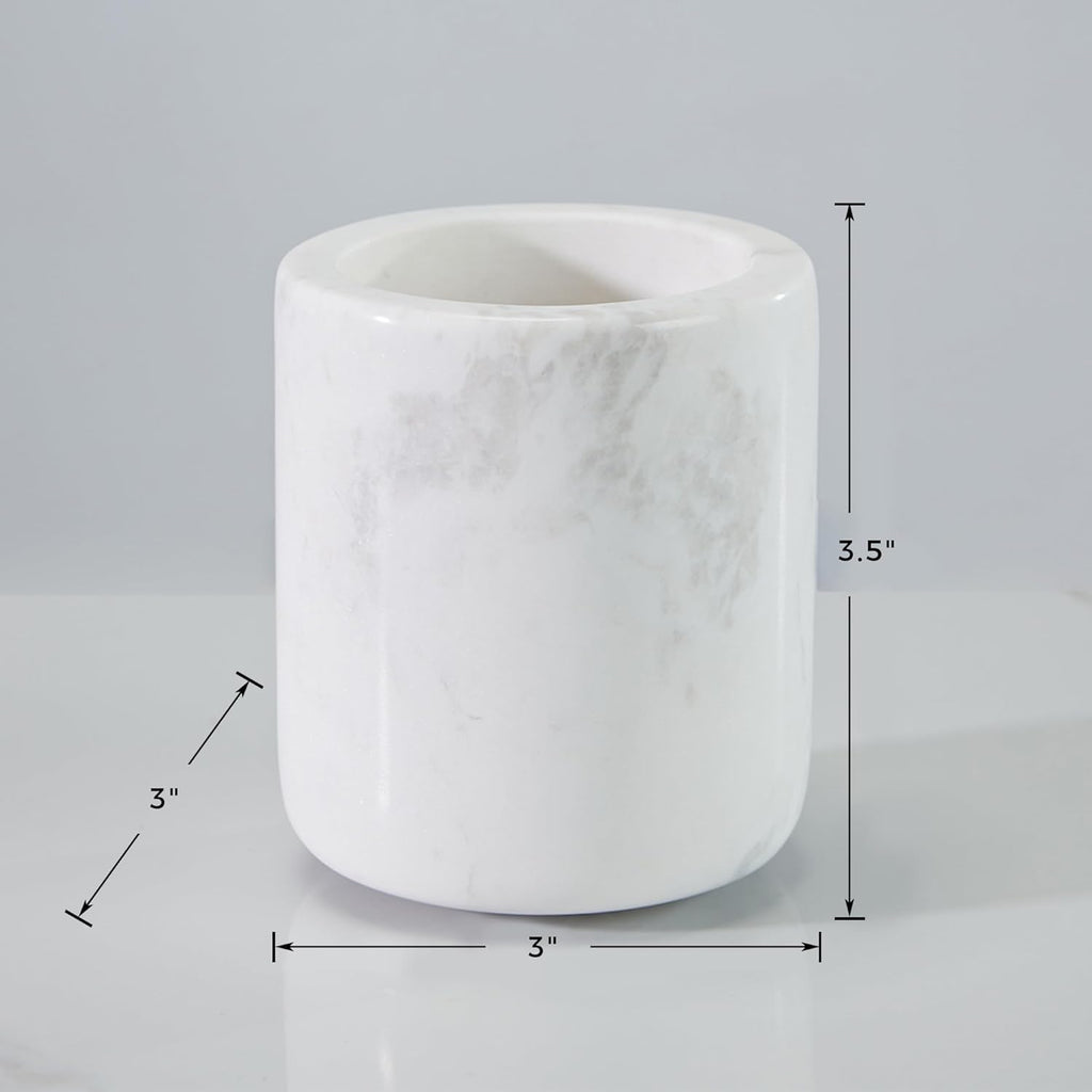 Natural White Marble Toothbrush Holder for Bathroom, Mordern Organic White Marble Toothbrush Cup, Luxury Texture Razor Holder, Razor Organizer for Dressing Table, Countertop, Hotel