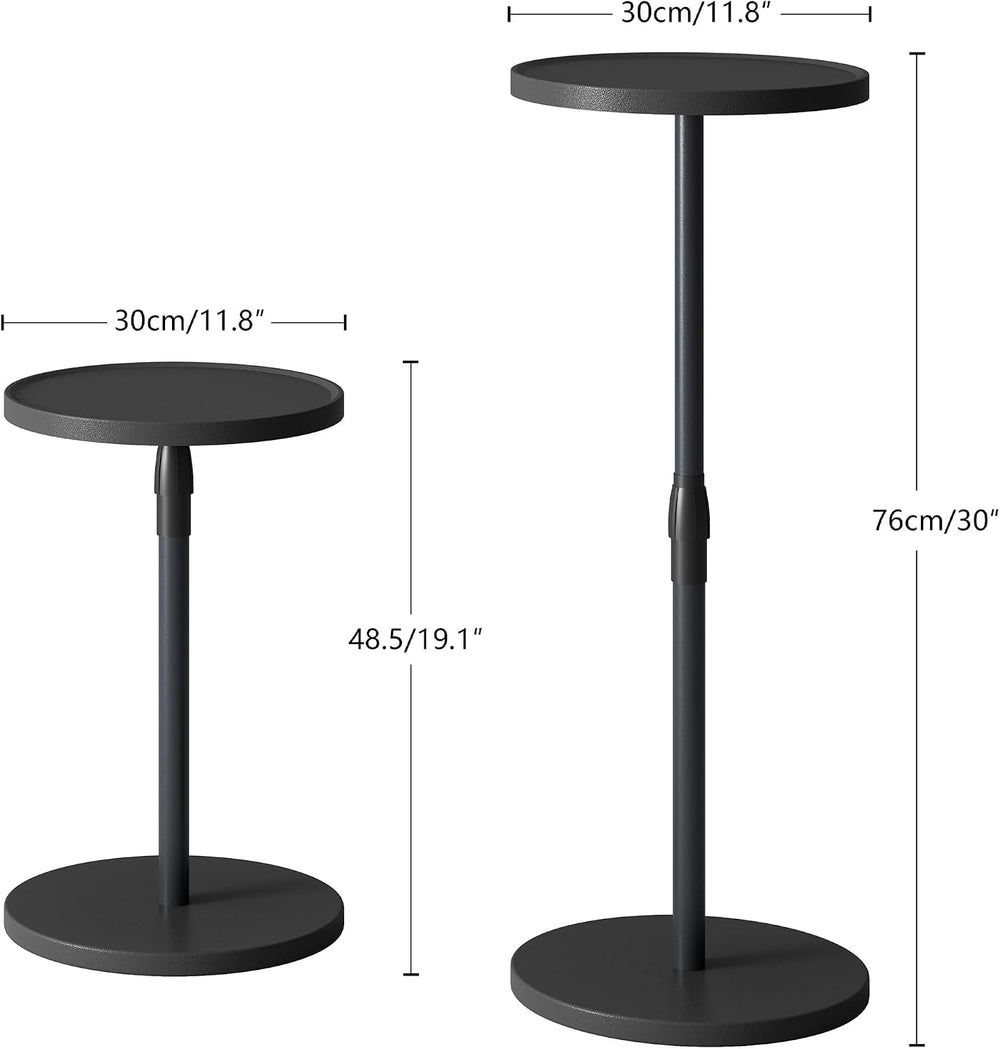 Adjustable Round Side Table, Small End Table, Pedestal Drink Table for Small ...