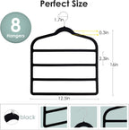 Velvet Hangers Space Saving Non Slip Pant Velvet Hangers, DUDUCOFU 8 Pack Black Multi Layer Clothes Hangers Closet Organizer for Pants Trousers Scarf