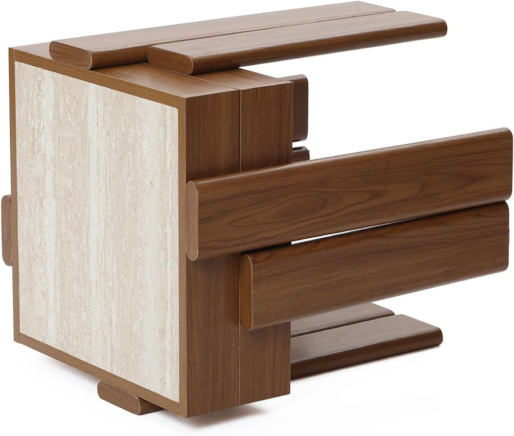 LuxenHome Nesting Table Set of 2, 19.6'' Mid Century Modern 2-Tier En...