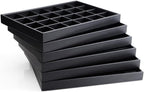 Black PU Leather Jewelry Display Tray 24 Grids Pendant Earrings Necklace Organizer Display Showcase Jewelry Storage Tray