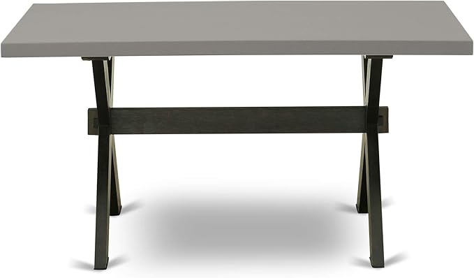 East West Furniture X696AB106-7 7 Piece Modern Dining Table Set Consist of a Rectangle Wooden Table with X-Legs and 6 Shitake Linen Fabric Upholstered Chairs, 36x60 Inch, Multi-Color