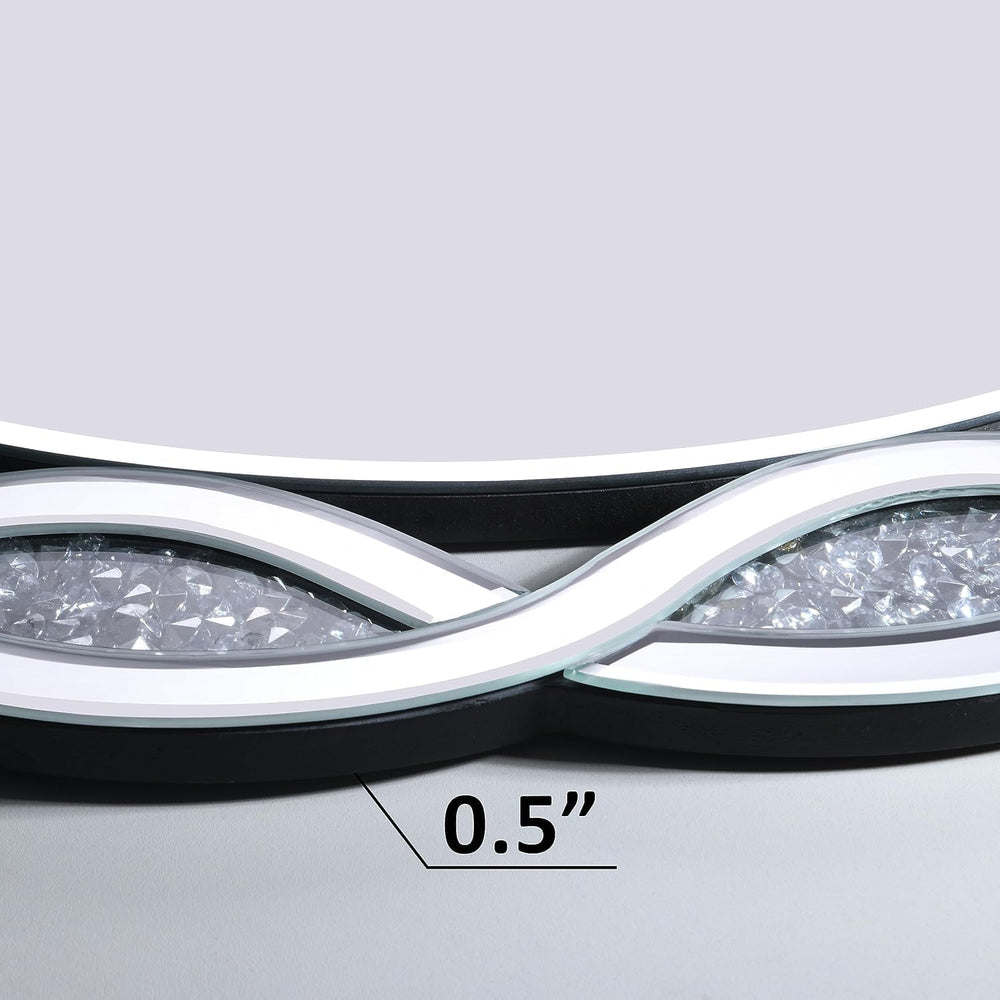 Crystal Decorative Wall Mirror, 24" x 36" Oval Silver Crushed Diamo...