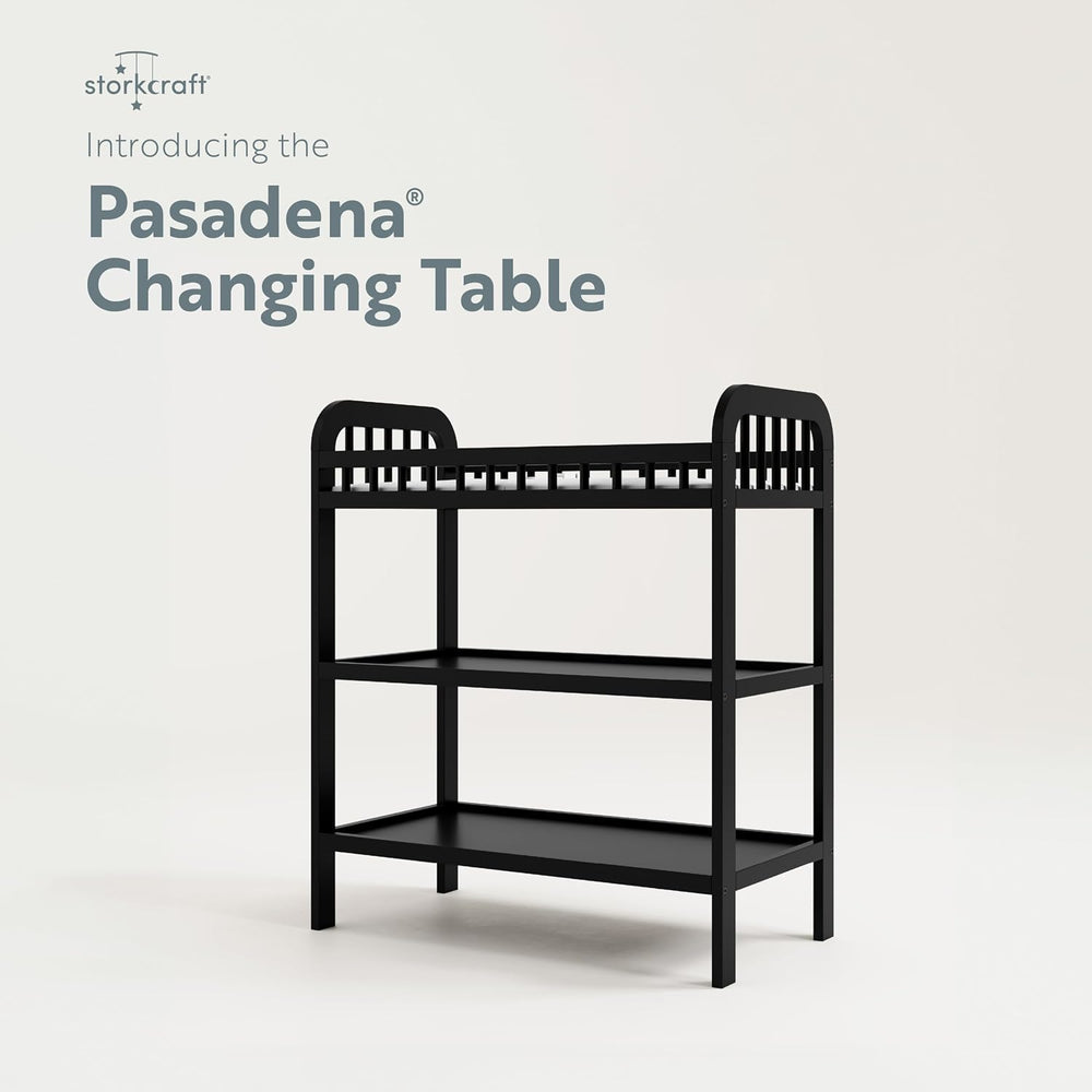 Storkcraft Pasadena Changing Table with Water-Resistant Changing Pad, Black