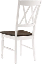 Crosley Furniture Shelby 6-Piece Traditional Dining Table Set for 7 with 4 Chairs and a Wood Bench, Distressed White