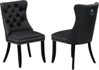 East West Furniture LGDA9-BLK-12 9 Piece Dining Table Set Consists of a Rectangle Kitchen Table with Butterfly Leaf and 8 Polyester Fabric Parson Chairs, 42x84 Inch, Black