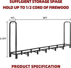 8FT Firewood Rack Holder,Heavy Duty Firewood Storage Log Rack for Outdoor&Indoor,Fireplace Wood Rack for Wood Storage