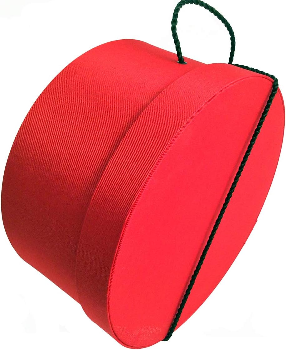 Sarah's Hat Boxes Classic Red Hat Box – 14.75" x 7.5" (Dia. x Ht.) Handmade in USA – Odorless Non-Toxic Adhesive, Cording Handle – Premium Storage for Hats & Accessories