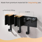 Hair Dryer Holder Wall Mount, Curling Iron Holder, 3 in 1 Hair Tool Organizer for Bathroom Vanity, Hair Straightener Holder, Aluminum Alloy (Hair Tools Not Included)