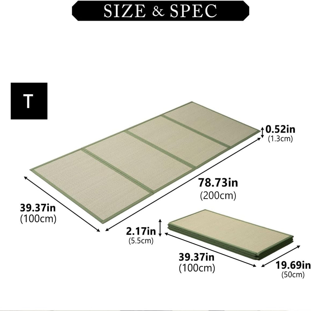EMOOR Japanese Tatami Mat Twin Natural Rush Grass (Undyed), Foldable Igusa Ma...