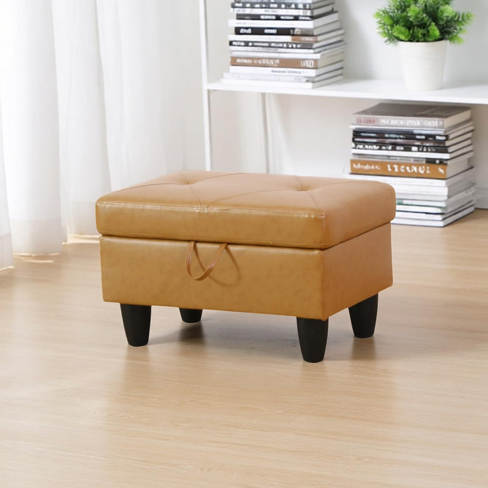 Leather Storage Ottoman Bench,28.5" Large Square Ottoman with Storage, F...