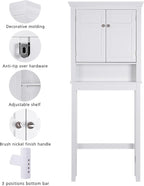 Spirich Over The Toilet Storage Cabinet, Bathroom Shelf Over The Toilet, Over Toilet Bathroom Organizer (White)