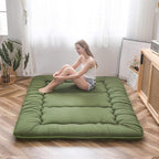 MAXYOYO Japanese Floor Mattress Futon Mattress, 4" Thicken Tatami Mat Sleeping Pad Foldable Roll Up Mat Boys Girls Dormitory Pad Kids Floor Lounger Pillow Bed, Charcoal Grey, Queen Size