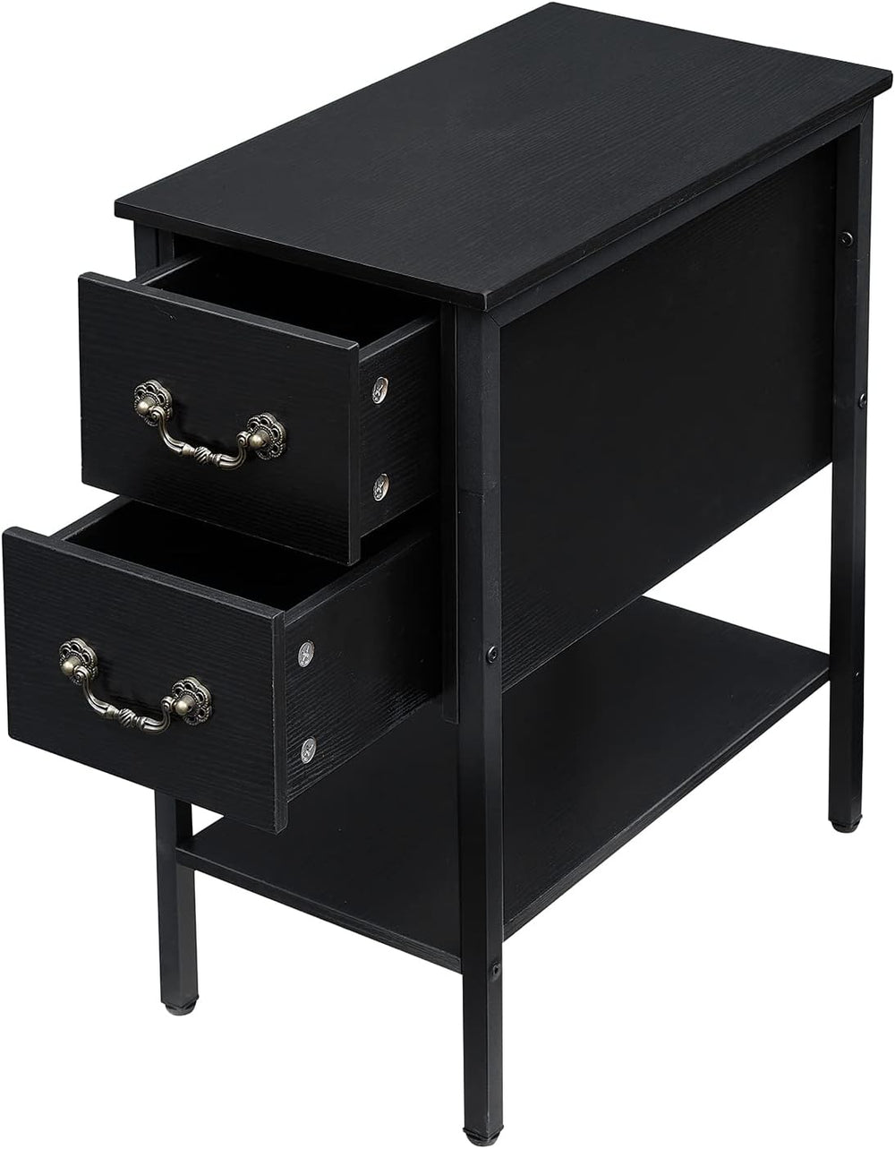 VECELO End Tables,Narrow Nightstand with Drawers and Storage Shelf,Modern Nig...