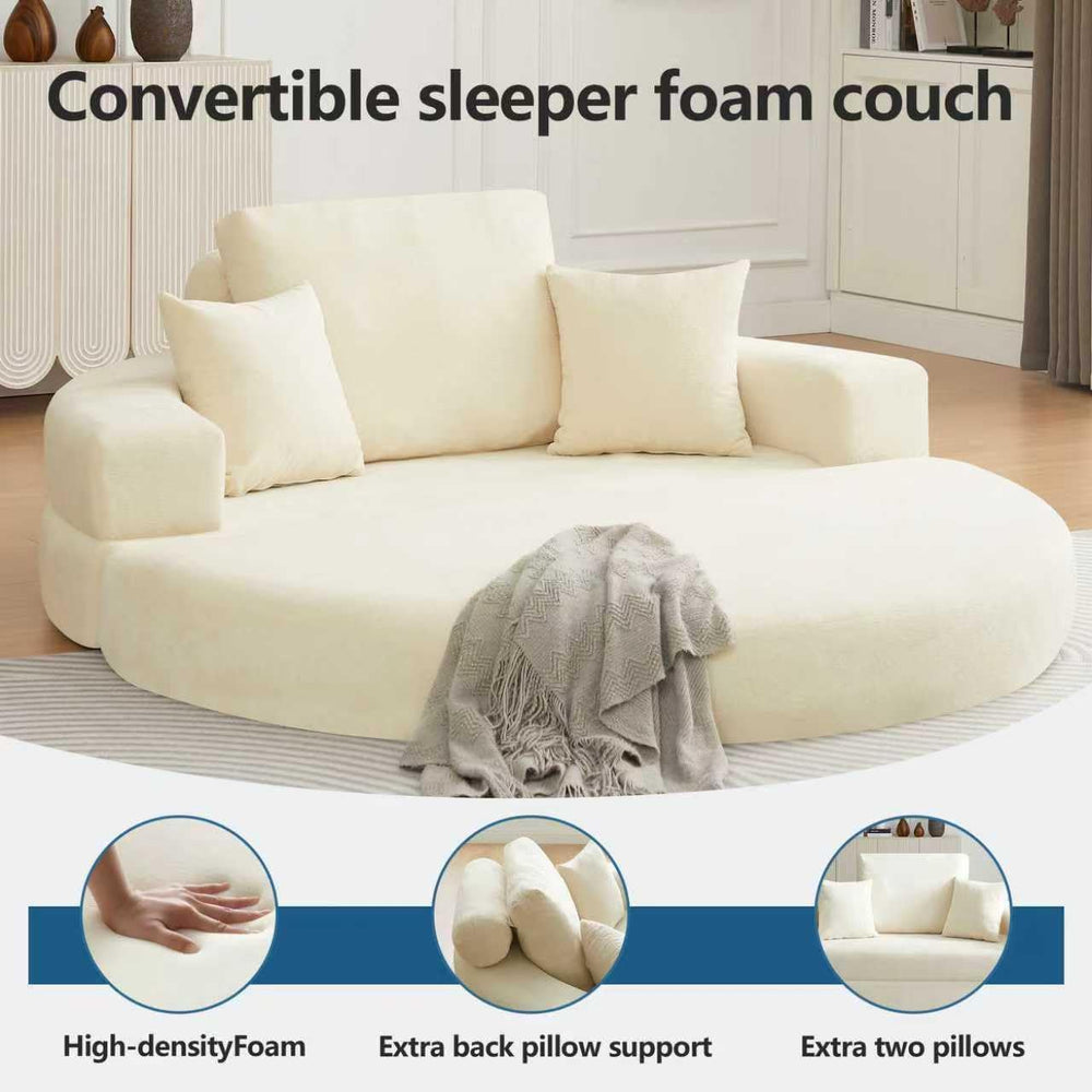 Mofolit 71" Couch Loveseat Folding Sofa Bed Convertible Round Floor Couc...