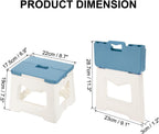uxcell 8" Folding Step Stool for Adults 165 lbs Capacity Non-Slip Step Stool with Handle Collapsible Foot Stools, Blue Small Stepping Stool for Bathroom, Bedroom, Kitchen