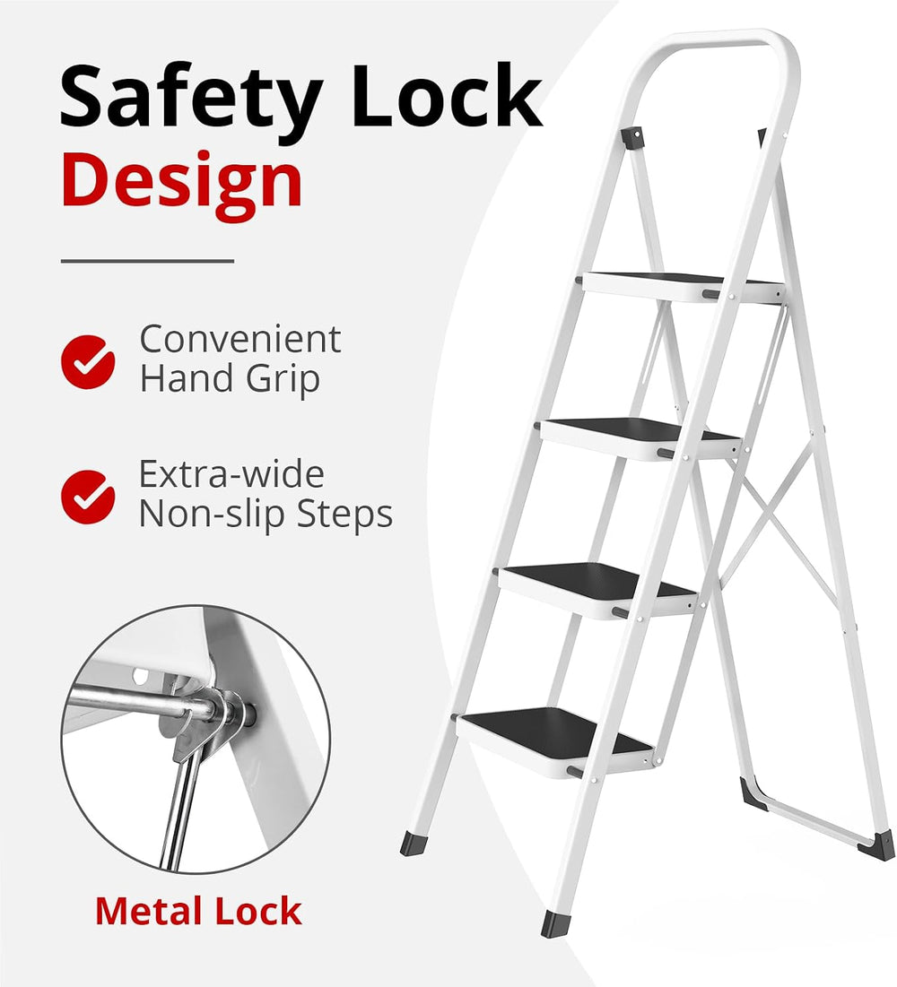 HBTower 4 Step Ladder, Folding Step Stool for Adults