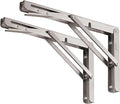 YUMORE Folding Shelf Brackets 12", Max Load: 330lb Heavy Duty Stainless Steel Collapsible Shelf Bracket for Table Work Bench, Space Saving DIY Bracket, Pack of 2