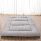 Japanese Floor Mattress, Futon Mattress with Portable Storage Bag and Washable Cover, Roll Up Thick Tatami Mat Suitable for Camping, Guest Room, Grey, Twin