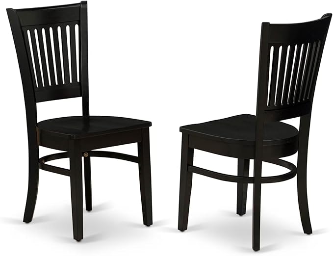 East West Furniture AMVA3-BLK-W 3 Piece Dining Table Set for Small Spaces Contains a Round Kitchen Table with Pedestal and 2 Dining Chairs, 36x36 Inch, Black