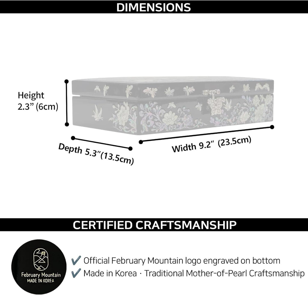 Mother of Pearl Jewelry Organizer box - Handmade Large Wooden Box Romantic Anniversary Birthday Gifts for women (Crane)