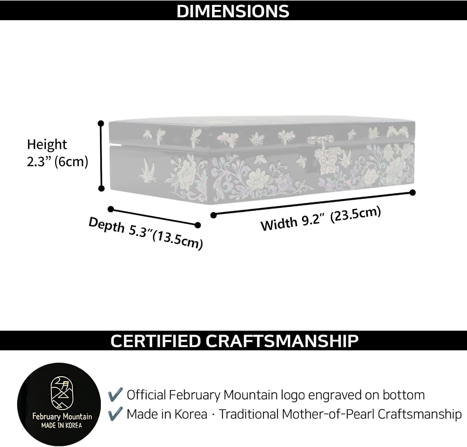 Mother of Pearl Jewelry Organizer box - Handmade Large Wooden Box Romantic Anniversary Birthday Gifts for women (Crane)