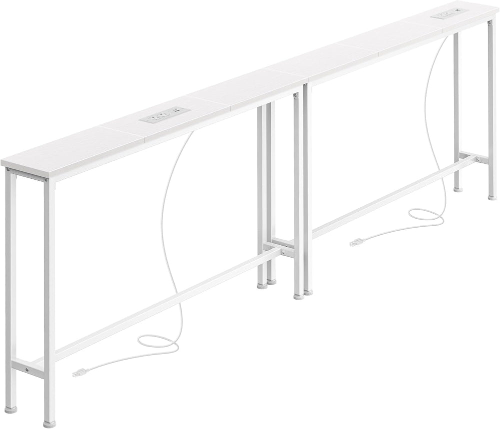SUPERJARE 78.8 inch Narrow Behind Couch Table with 2 Charging Stations | 2 AC...
