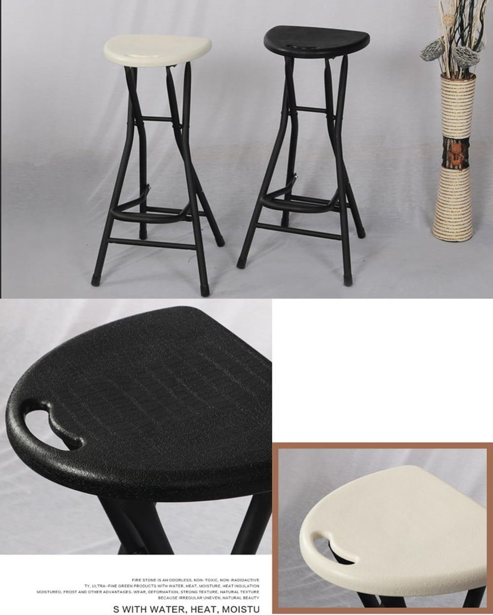 28 inch Black Bar Stool,Portable Stool for Adults Foldable Stools with Handle...