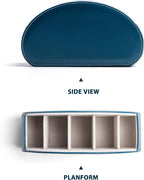 Remote Control Holders Organizer Box with 5 Compartment PU Leather Multi-functional Office Desk Storage Caddy Store Tv Remote for Media Player,Brush,Pencil,Glassees&Office Supplies (Peacock Blue)