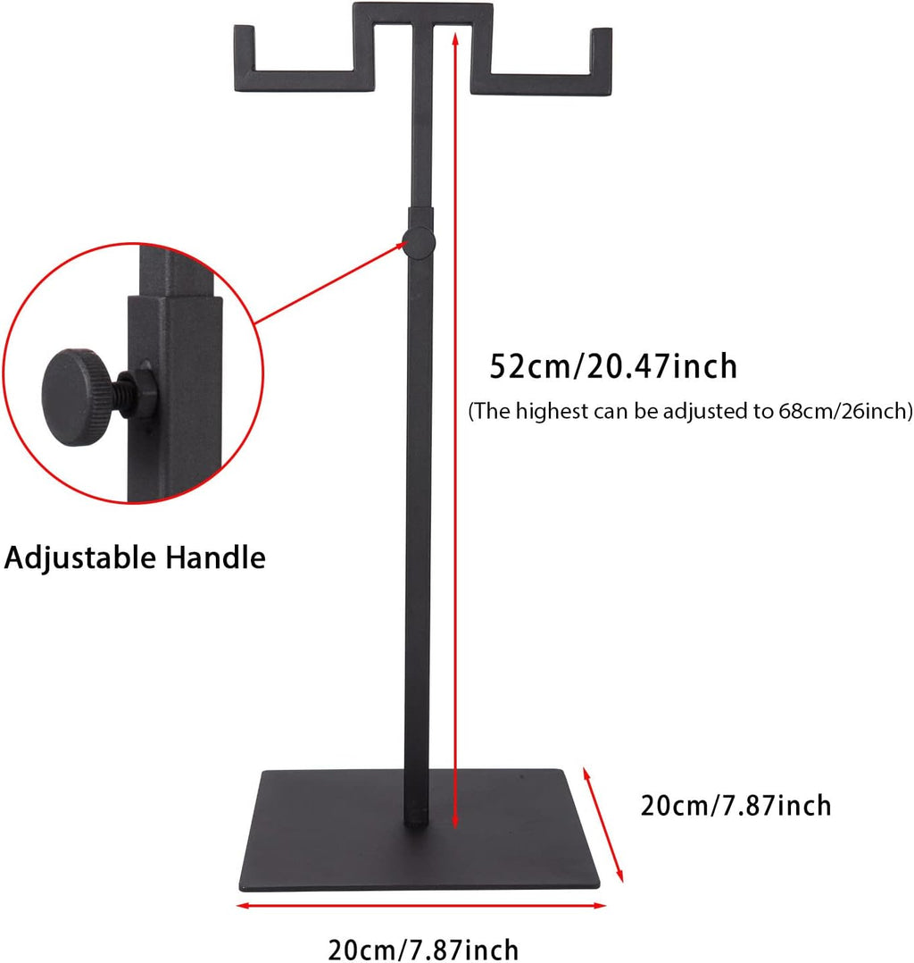 Polmart Countertop Adjustable Double-Hanger Display Stand Stand for Handbags, Wreaths, Hats, Scarves, Jewelry & Crafts，Wear-resistant, quiet and sturdy metal base – Black