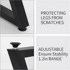 SSS Furniture Metal Table Legs Heavy Duty Industrial Table Base, 28 inch Height 19.7 inch Wide Black Metal Furniture Legs Modern Dining Coffee Table Legs DIY Desk Legs Set of 2