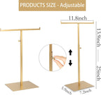 Display Stand Stainless Steel Jewelry Towers Bag Stand Tabletop Double Hook Hanging Jewelry Stands for Necklaces Organizer Stand Adjustable Height Home Store Boutique, Gold