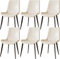 Dining Chairs, Modern PU Leather Dining Room Chair with Sturdy Metal Legs, Upholstered Seat Dinner Chairs Accent Side Chairs for Indoor Kitchen Living Room Restaurant Cafe (Cream, Set of 6)