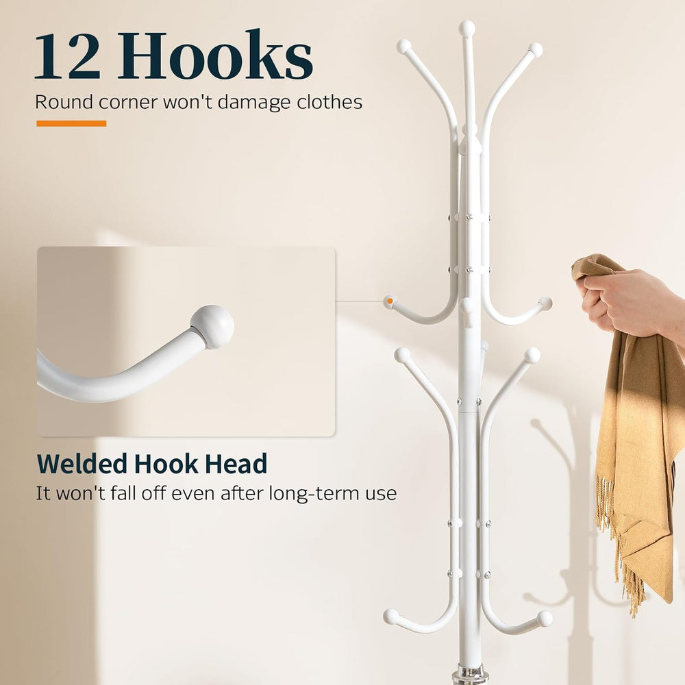 Yoobure Metal Coat Rack Freestanding with Marble Base, Coat Tree with 12 Hook...