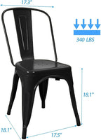 Devoko Metal Dining Chair Set of 4, 18 Inch Seat Height Chair, Stackable Classic Trattoria Metal Chairs 300 Weight Capacity for Indoor Outdoor Home Kitchen Patio Cafe Restaurant Use