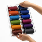 ZENFUN 12 Compartments Belts Storage Box, Acrylic Belt Organizer, Belt Container Storage Holder Clear Belts Display Case for Watch, Hair Accessories, Jewelry, Closet and Drawer