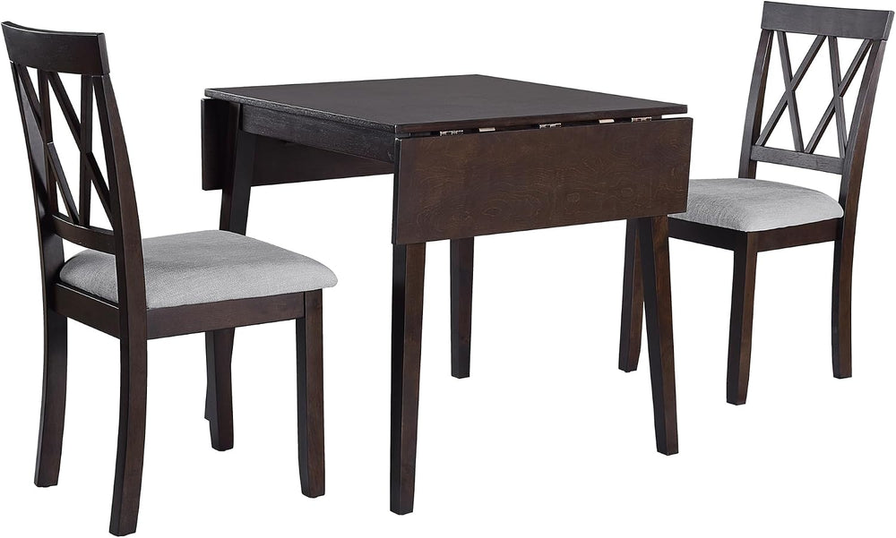 LUMISOL Farmhouse Extendable Kitchen Table Set with Drop Leaf and 2 Chairs, E...