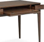 SIMPLIHOME Harper Small Desk - 48 inch Wide Solid Hardwood Writing Desk in Walnut Brown, Mid-Century Modern Home Office Table for Study or Work with 2 Drawers and Flip-Down Keyboard Tray