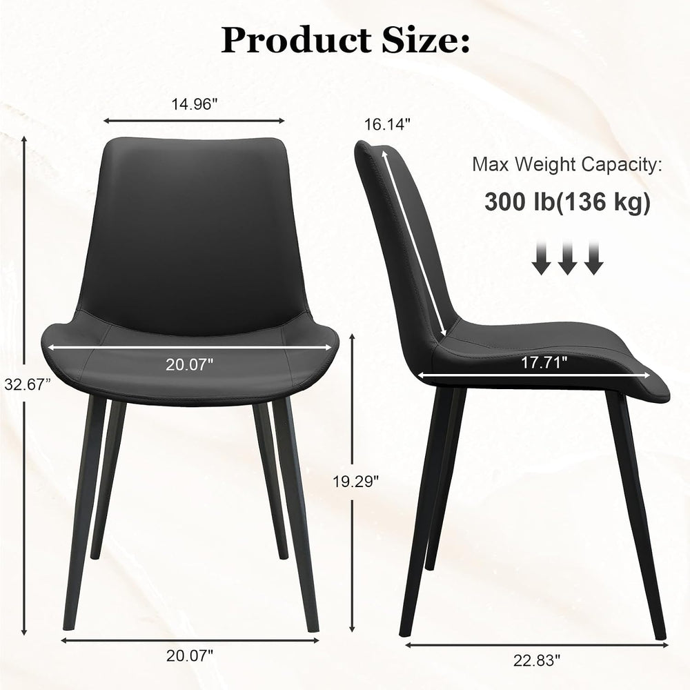 Black Dining Chairs Set of 4, PU Leather Dining Room Chairs, Upholstered Kitc...